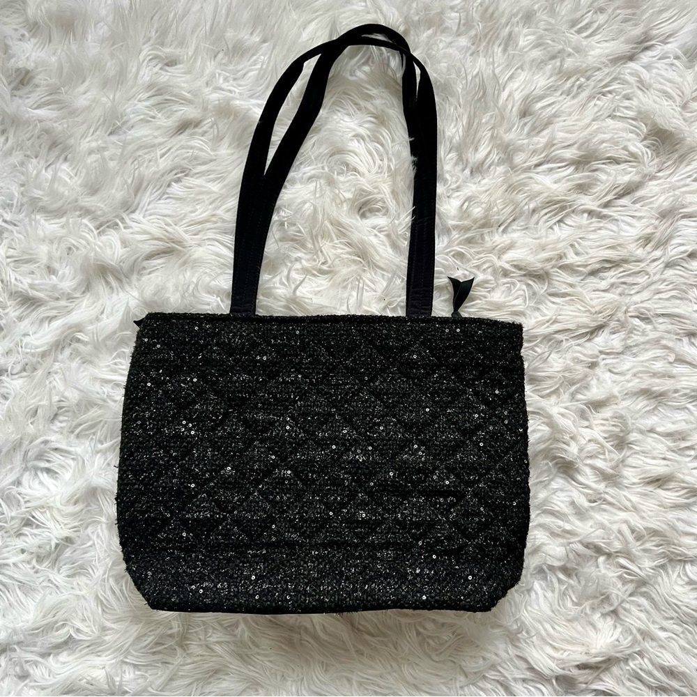 Vera Bradley Small Vera Tote in Black Sparkly Sequin Tweed 🖤✨
